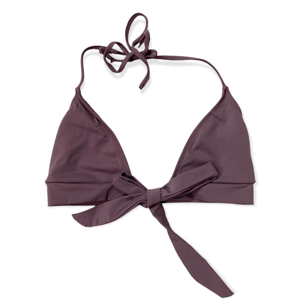 Dippin' Daisy's Bikini Top Women's Large‎ Purple Tie Front Triangle Bow Swimsuit